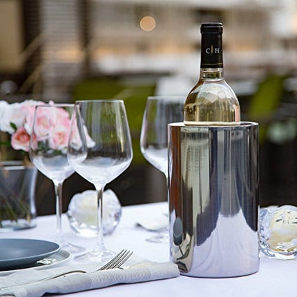 Enoluxe Wine Chiller Bucket - Champagne Bucket - Elegant White Wine Bucket or Champagne Chiller for All 750 ml Bottles - Insulated Wine Cooler Bucket to Keep Wine Cold (Stainless Steel)