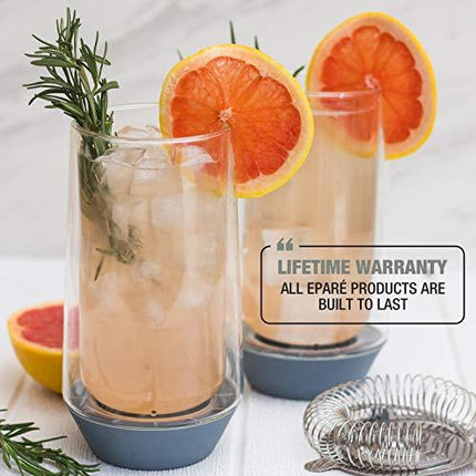 13 oz Glass Highball Cups - Set of 2 - Clear Long High Glasses - Cocktail Drinkware Glassware - Modern Base Tumbler for Tea Water or Drinks by Eparé