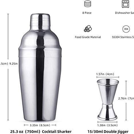 Esmula Cocktail Shaker Set 11 Piece, 25oz Stainless Steel Bartender Kit Professional Martini Mixing Bartending Kit Combination, Home Stylish Bar Tool Set with Cocktail Recipes Booklet