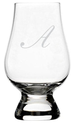 Bix Script Etched Monogram Glencairn Crystal Whisky Glass (Letter A)
