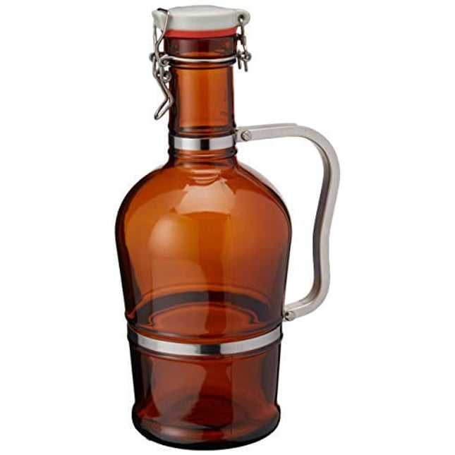 2 Liter Growler with Metal Handle- Amber