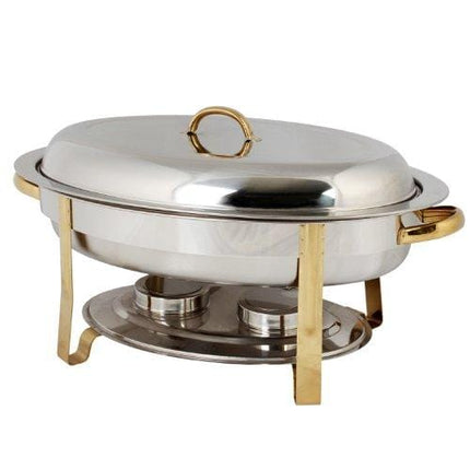 Excellanté Stainless Steel 6 Quart Gold Accented Oval Chafer
