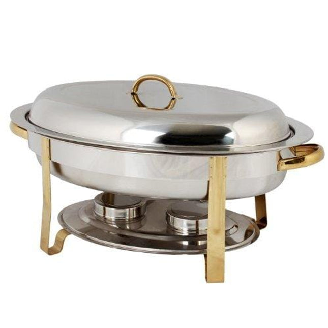 Excellanté Stainless Steel 6 Quart Gold Accented Oval Chafer
