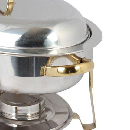 Excellanté Stainless Steel 6 Quart Gold Accented Oval Chafer