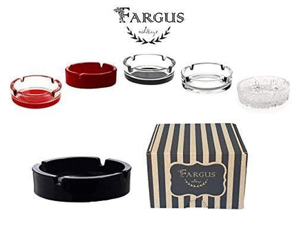 Fargus Glass Ashtrays for Cigarettes, Portable Decorative Modern Ashtray for Home Office Indoor Outdoor Patio Use, Fancy Cute Cool Ash Tray, Pack of 2 (Black)