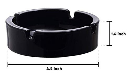 Fargus Glass Ashtrays for Cigarettes, Portable Decorative Modern Ashtray for Home Office Indoor Outdoor Patio Use, Fancy Cute Cool Ash Tray, Pack of 2 (Black)