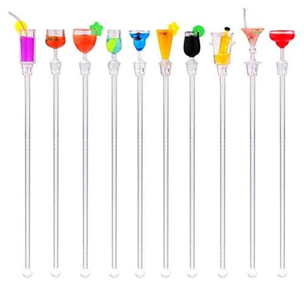 Fashionclubs Acrylic Cocktail Swizzle Stirrer Sticks Pack of 10