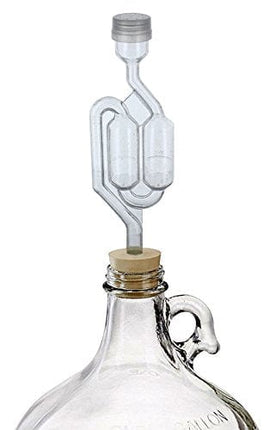 FastRack 1 gal Glass Wine Fermenter, INCLUDES Rubber Stopper and Twin Bubble Airlock, Multicolor