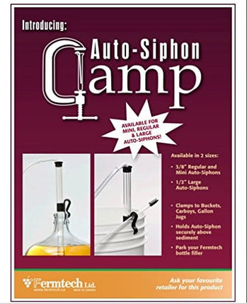 Fermtech Auto-Siphon Mini 15" with 6 Feet of Tubing and Clamp, clear, 1 piece