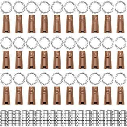 30 Pack Wine Bottle Lights with Cork - Cork Bottle Lights 90 Additional Batteries 6.6 Feet Silver Wire 20 LEDs,Fairy Mini String Lights for Christmas,DIY,Party,Decor,Wedding (Warm White)