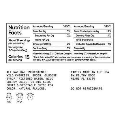 Filthy Food Black Amarena Cherrries - Premium Cocktail Cherry Garnish - Non-GMO, Vegan & Gluten Free - 24 Individually Wrapped Servings, 48 Cherries Total