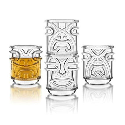 Final Touch 12 oz. Tiki Tumblers, Set of 4 Clear Glasses (TK5303)