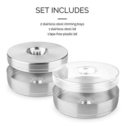 Final Touch Stainless Steel 2 Tier Cocktail Rimmer with 2 Lids (FTA7062)