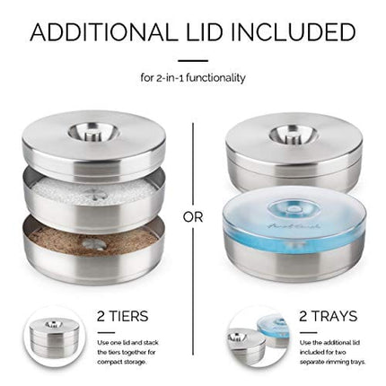 Final Touch Stainless Steel 2 Tier Cocktail Rimmer with 2 Lids (FTA7062)