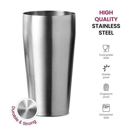 7 Piece Cocktail Shaker Bar Tools Set Brushed Stainless Steel Bartender Kit, with All Bar Accessories, Cocktail Strainer, Double Jigger, Bar Spoon, Bottle Opener, Pour Spouts