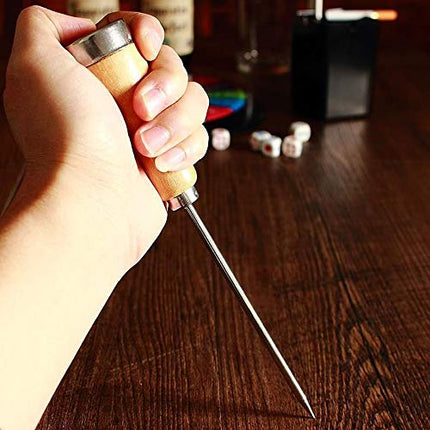 Fireboomoon 3 Pack Stainless Steel Ice Pick with Safety Wooden Handle for Home Kitchen Restaurant Bar(8.5 Inches)