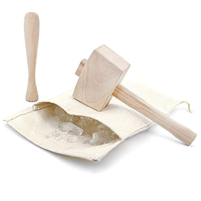 Pack of 2 Professional Lewis Bags and 1 Piece Ice Mallet,1pc Muddler Bar Tool Set Reusable Canvas Crushed Ice Bags for Home Party Bar Kitchen Dried Ice Crushing