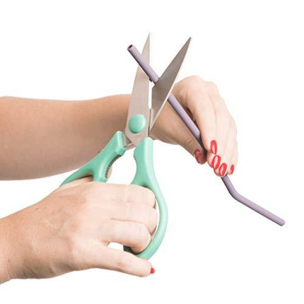 Flathead Bent Reusable Silicone Drinking Straws w/Cleaning Brush - Extra long for 30oz and 20oz tumblers and BPA Free (Set of 10)