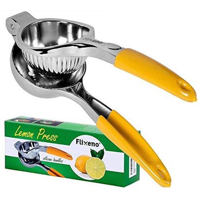 Сitrus Juicer & Lemon Squeezer Premium, Stainless Steel 18/10, Lime Juicer Handheld with Silicone Handles and Mini Sprayer, The Ultimate Lemon Squeezer, Comfortable Ergonomic Grips, Manual Citrus Juicer For All, Stainless Steel and Silicone Handles For Co