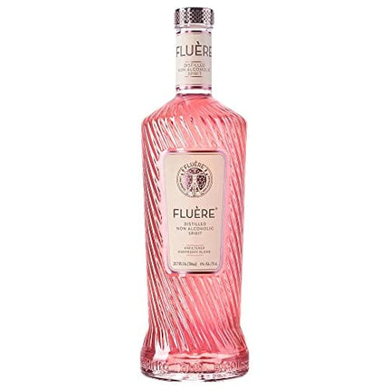 FLUÈRE PINK GIN ALTERNATIVE – Fresh Rasberry Blend, Non-Alcoholic Spirit, 23.7 Fl Oz| Low Calories | Created for Cocktails | Coriander Seed, Juniper Berries, Raspberries, Lavender and Lime Peel