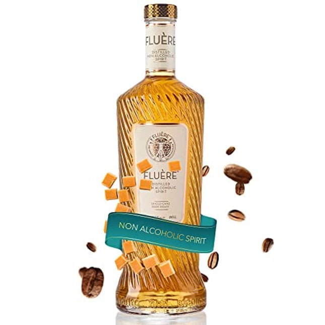 FLUÈRE RUM ALTERNATIVE – Spiced Cane Dark Roast, Non-Alcoholic Distilled Spirit with Sugar Cane Molasses, 23.7 Fl Oz | Created for Cocktails