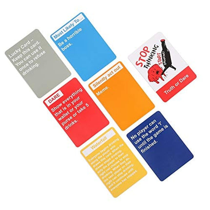 Stop Thinking Start Drinking! Card Game for Adults - 150 Cards to Help Your Party get (at Least) Tipsy, or (Probably) Drunk - Truth or Dare, Most Likely to, Skills Challenge, and More!