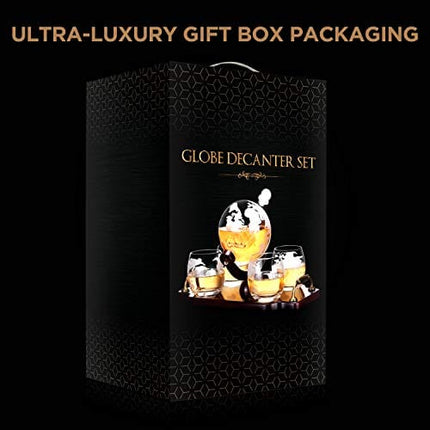 Whiskey Decanter Globe Decanter and Glass Set Whiskey Decanter Globe Set Antique Ship Decanter Masterpiece Great Gift for Men 28 oz 850 ml 4 Whiskey globe Glasses for Whisky Brandy Scotch Bourbon