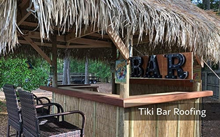 FOREVER BAMBOO Mexican Thatch Roof Runner Roll Duck Blind Grass Tiki Hut Thatch Duck Boat Blinds Palapa Thatch Roofing for Tiki Bar Huts, Tan, 35" x 60'