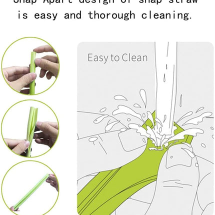 Reusable Silicone Straws-Premium Food Grade Drinking Straw, BPA Free, Snap Straw-Openable Design, Easy to Clean, Hot and Cold Compatible