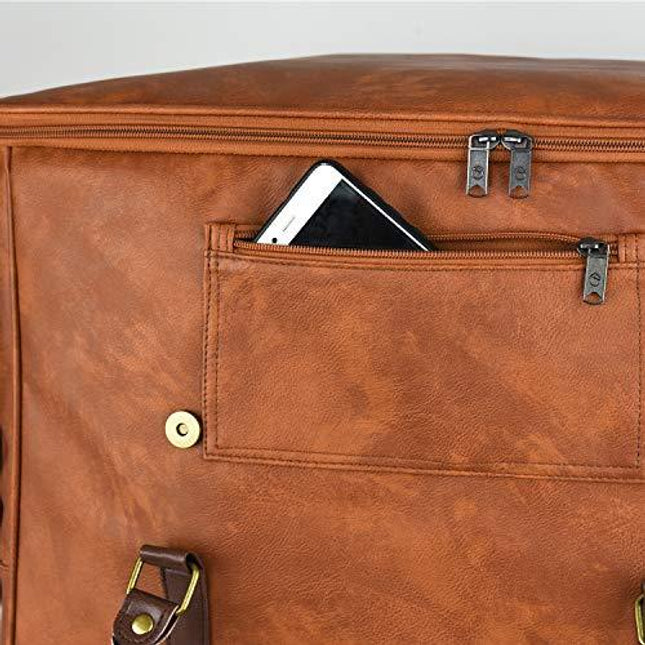 Freshore 6 Wine Bottles Carrier Leather Bag - Insulated Cooler Travel Tote - Premium Large Portable Bottle Carrying, Waterproof Full Padding Wine Lovers Protection, Light Brown