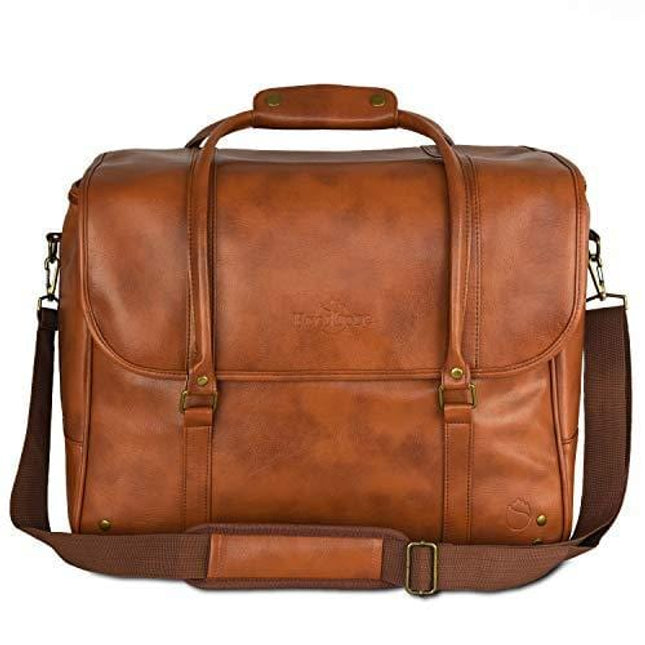 Freshore 6 Wine Bottles Carrier Leather Bag - Insulated Cooler Travel Tote - Premium Large Portable Bottle Carrying, Waterproof Full Padding Wine Lovers Protection, Light Brown