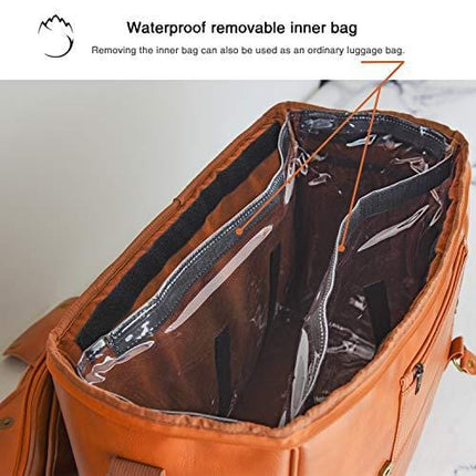 Freshore 6 Wine Bottles Carrier Leather Bag - Insulated Cooler Travel Tote - Premium Large Portable Bottle Carrying, Waterproof Full Padding Wine Lovers Protection, Light Brown