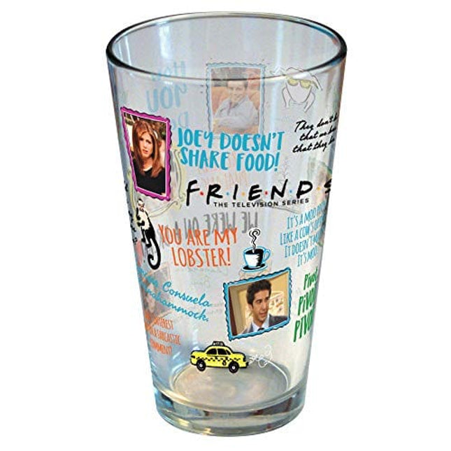 Friends Famous Classic Quotes 16oz pint glass Friends The TV Show (1 Glass Included)