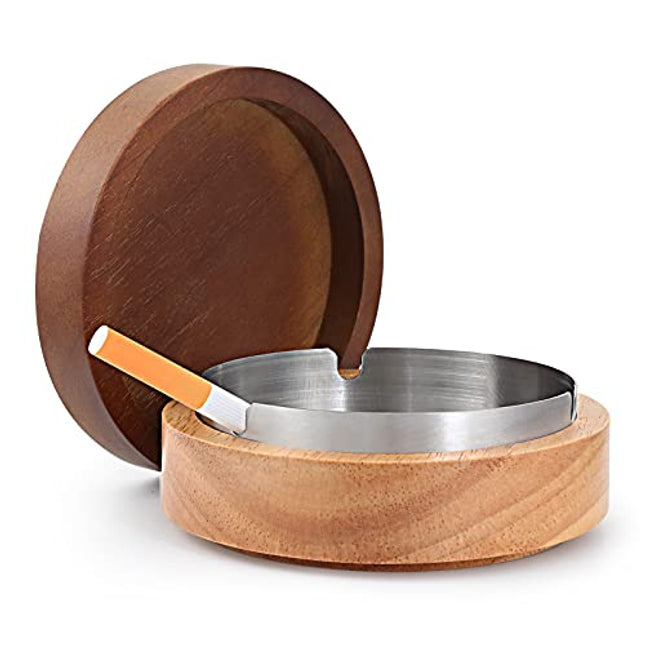 Advanced Mixology Wooden Cute Ashtrays for Cigarettes With Lid