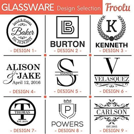 Personalized Beer Glasses For Couples - 9 Premium Customizable Designs - Great Custom Gifts for Men & Women - Anniversary, Housewarming, Wedding - Permenant & Dishwasher Safe - Etched by Froolu