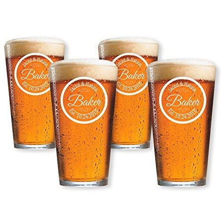 Personalized Beer Glasses For Couples - 9 Premium Customizable Designs - Great Custom Gifts for Men & Women - Anniversary, Housewarming, Wedding - Permenant & Dishwasher Safe - Etched by Froolu