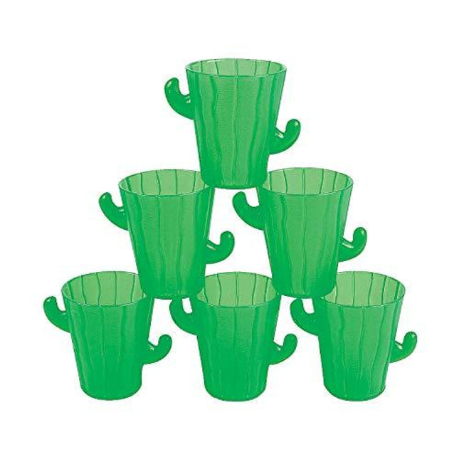 Fun Express - Plastic Cactus Shot Glasses for Cinco de Mayo - Party Supplies - Drinkware - Shot Glasses - Cinco de Mayo - 12 Pieces