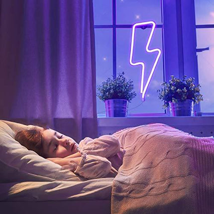 Funpeny LED Neon Decorative Light, Neon Sign Shaped Decor Light, Lightning Shape Indoor Decor for Halloween Decoration Living Room, Birthday Party, Wedding Party (Blue)