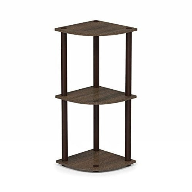 Furinno Turn-N-Tube 3-Tier Corner Display Rack Multipurpose Shelving Unit, Walnut/Brown