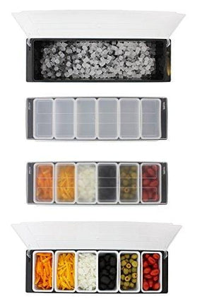 Ice Cooled Condiment Serving Container Chilled Garnish Tray Bar Caddy for Home Work or Restaurant