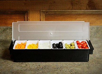 Ice Cooled Condiment Serving Container Chilled Garnish Tray Bar Caddy for Home Work or Restaurant