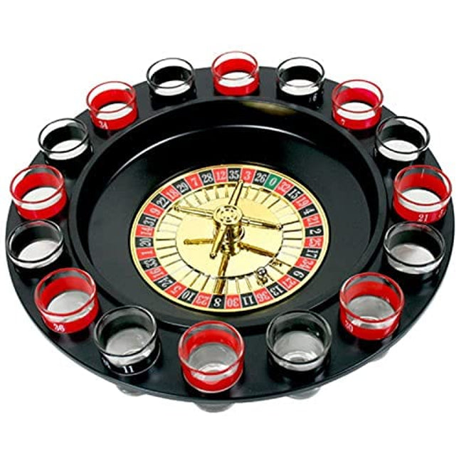 Shot Glass Roulette - Drinking Game Set (2 Balls and 16 Glasses)