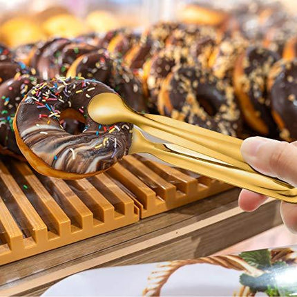 12 Pieces Sugar Tongs Ice Tongs Stainless Steel Mini Serving Tongs Appetizers Tongs Small Kitchen Tongs for Tea Party Coffee Bar Kitchen (Gold, 6 Inch)