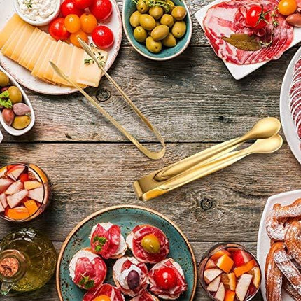 12 Pieces Sugar Tongs Ice Tongs Stainless Steel Mini Serving Tongs Appetizers Tongs Small Kitchen Tongs for Tea Party Coffee Bar Kitchen (Gold, 6 Inch)