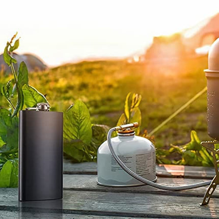 Silver 18/8 Stainless Steel 12OZ Hip Flask - Flasks for Liquor with Funnel(Black)