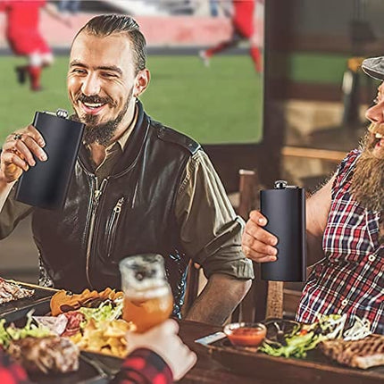 Silver 18/8 Stainless Steel 12OZ Hip Flask - Flasks for Liquor with Funnel(Black)