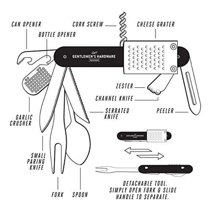 Gentlemen's Hardware 12-in-1 Detachable Kitchen Stainless Steel Multi Tool with Wood Handles