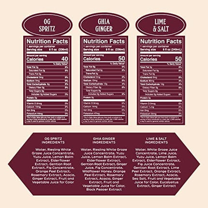 Ghia Non-Alcoholic Le Spritz Combo 12-Pack (4 OG Spritz/4 Ginger/4 Lime + Salt) - 8 Fl Oz Cans | Botanical Mediterranean Inspired Apéritif - No Added Sugar, Caffeine-Free