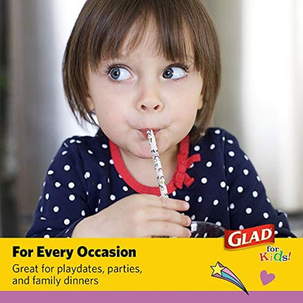 GLAD for Kids Paper Straws | Unicorn Paper Straws With Fun and Adorable Design for Kids | 50 Ct Disposable Paper Straws for Drinking, 3 Pack (150 Straws Total)