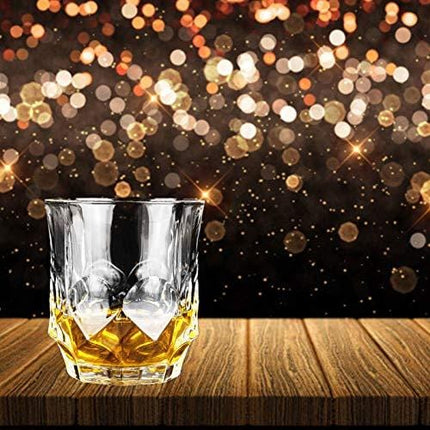 GLASKEY Whiskey Glasses, Set of 4 Scotch Glass Tumblers for Drinking Bourbon, Cognac, Irish Whisky, Large 7-12oz Premium Lead-Free Crystal Old Fashioned Glass (10oz, 3.0" (W) x 3.2"(H))